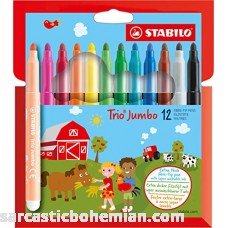 STABILO Trio Jumbo Felt Tip Colouring Pen -Wallet of 12 Assorted Colours